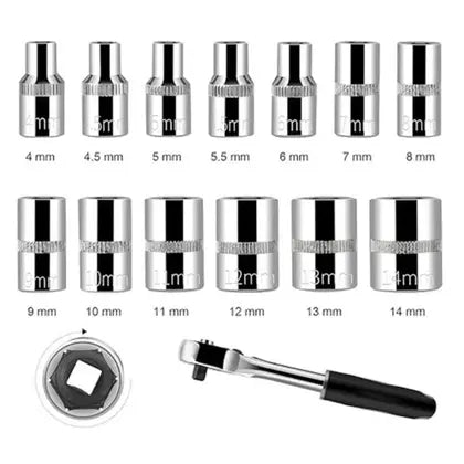 46-Piece Reversible Ratchet Socket Set with Cas